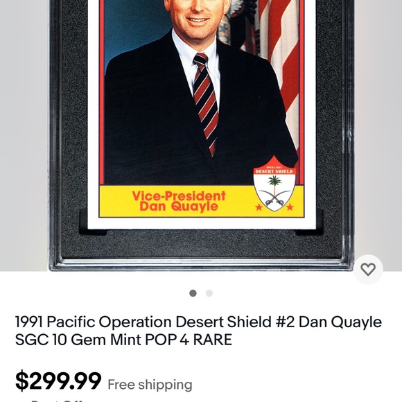 Desert Storm trading card. Vice-President Dan Quayle - Picture 3 of 3